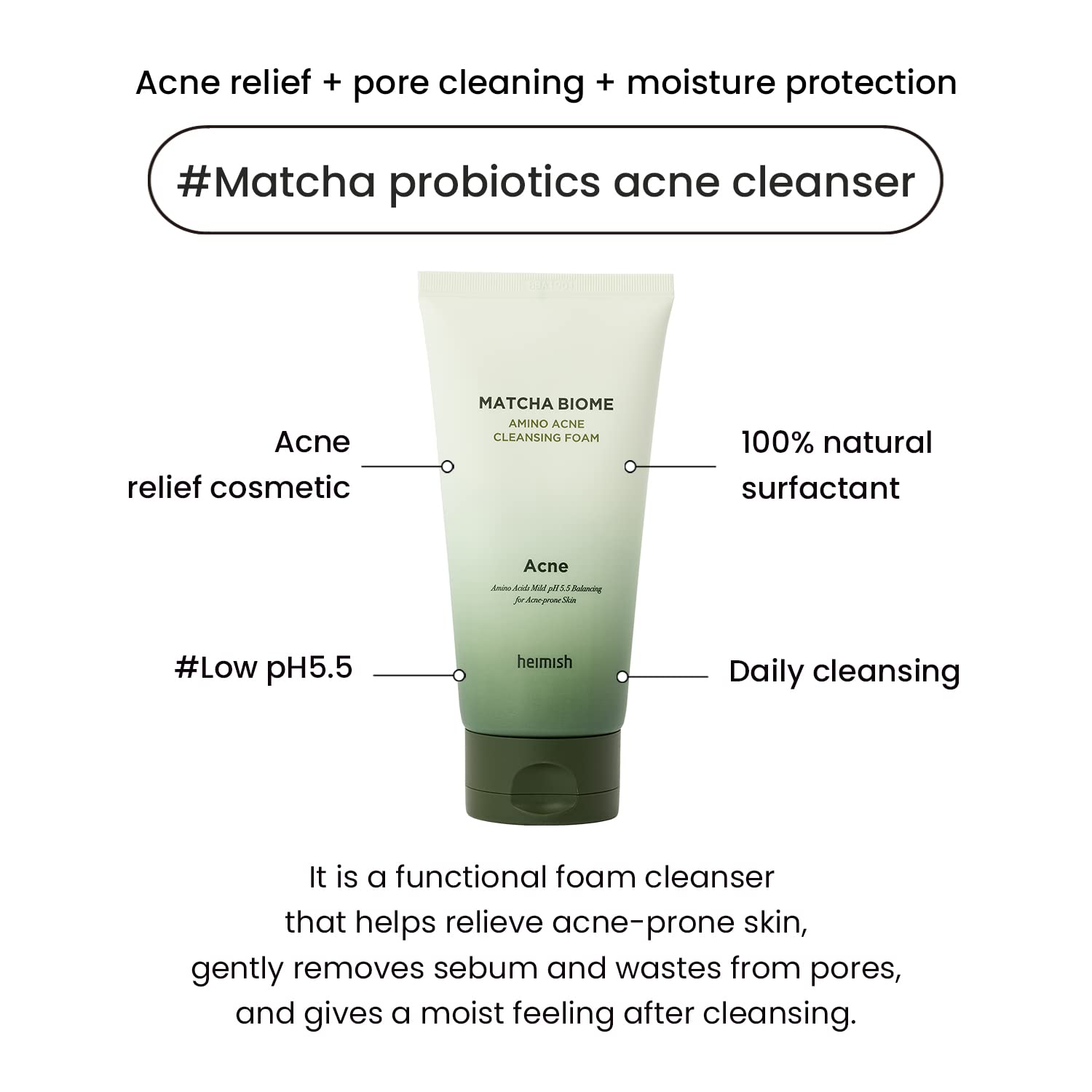 [Heimish] Matcha Biome Amino Acne Cleansing Foam 150g Wepremiumng